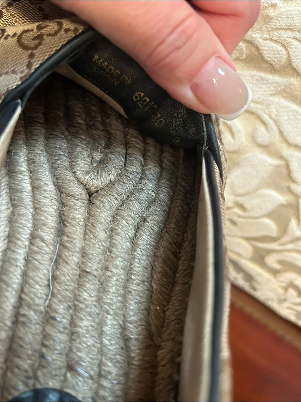 Gucci Brown Monogram GG Espadrille Slip-On Loafers with Gold Double-G